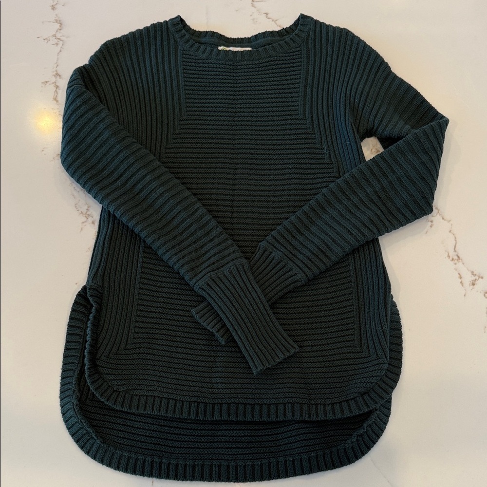Dakini Ribbed Knit Sweater Dark Green Long Sleeve Tunic Women’s XS